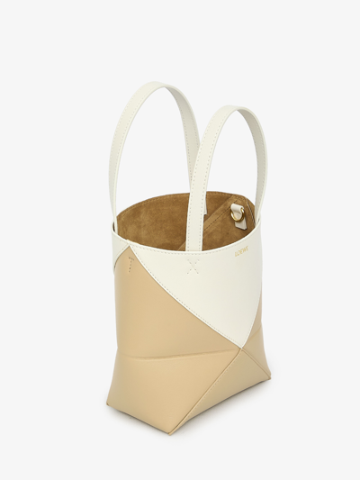 Shop Loewe Mini Puzzle Fold Tote Bag In White