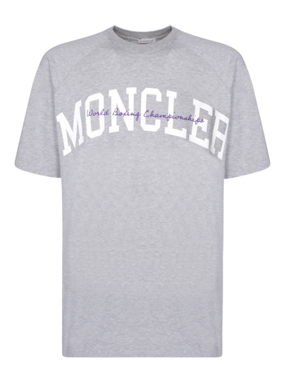 Shop Moncler Frontal Logo Grey T-shirt