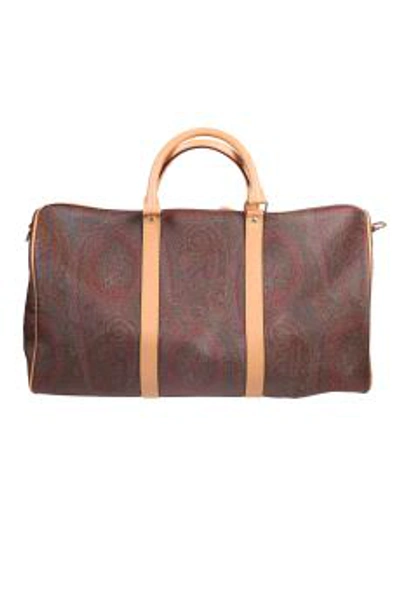 Shop Etro Travel Bag Made Of Paisley Jacquard Canvas In Rosso