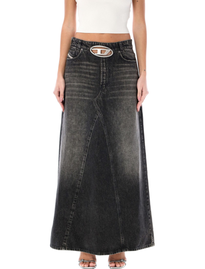 Diesel De-pago Denim Maxi Skirt In Black