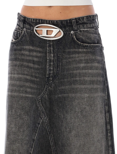 Diesel De-pago Denim Maxi Skirt In Black