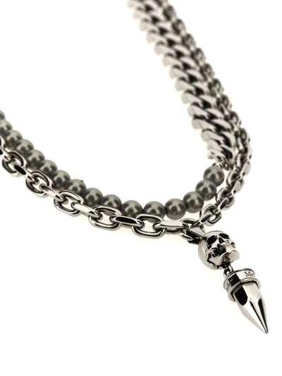 Shop Alexander Mcqueen Skull Necklace In Silver
