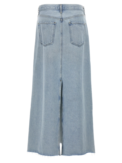 Agolde Hilla Mid-rise Back-slit Maxi Skirt In Practice In Light Blue