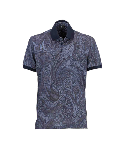 Shop Etro Paisley Polo Shirt In Blu