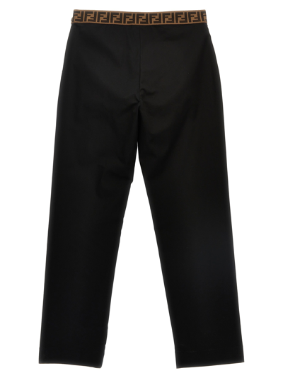 Shop Fendi Logo Band Pants In Black