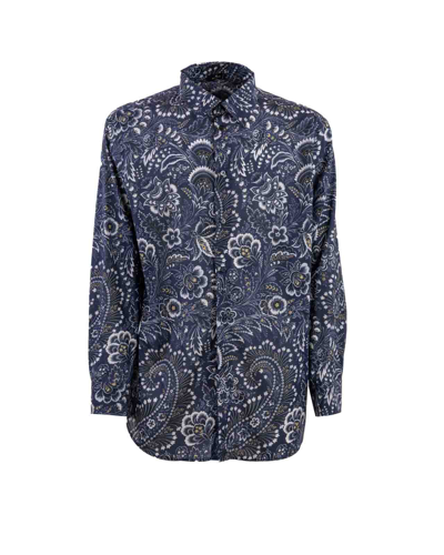 Shop Etro Cotton Shirt In Blu