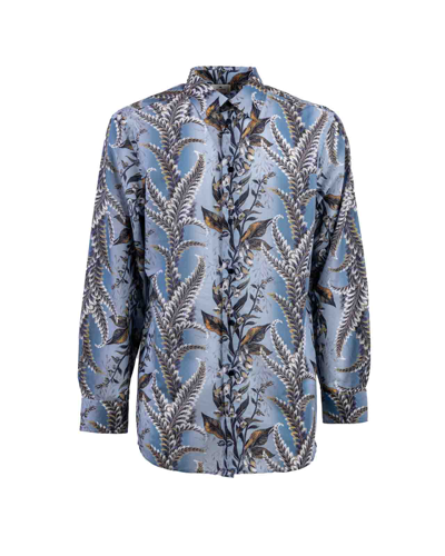 Shop Etro Cotton Shirt In Azzurro
