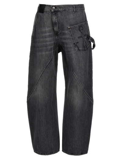 Shop Jw Anderson Twisted Workwear Jeans In Gray