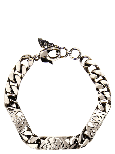 Shop Alexander Mcqueen Logo Seal Bracelet In Silver