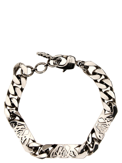 Shop Alexander Mcqueen Logo Seal Bracelet In Silver