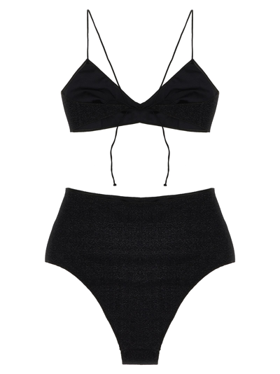 Shop Oseree Lumiere Lurex Bikini In Black