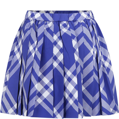 Shop Burberry Blue Skirt For Girl