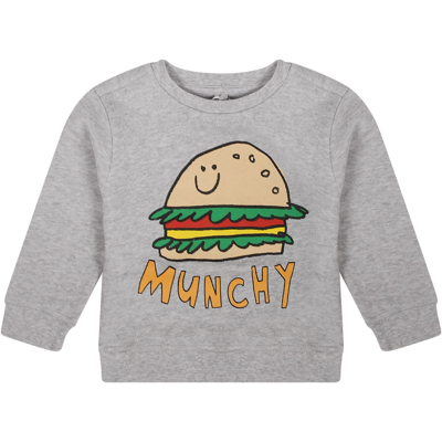 Shop Stella Mccartney Grey Sweatshirt For Baby Boy With Hamburger Print