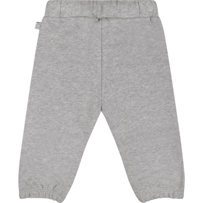Shop Stella Mccartney Grey Trousers For Baby Boy With Hamburger Print