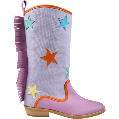 Shop Stella Mccartney Puple Boots For Girl With Stars In Violet