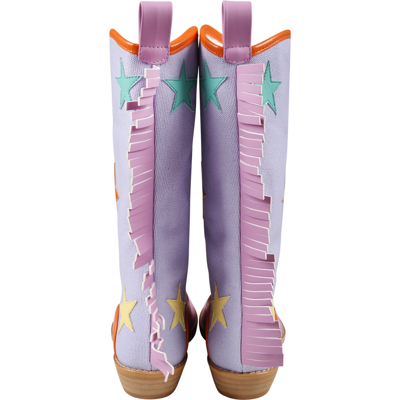 Shop Stella Mccartney Puple Boots For Girl With Stars In Violet