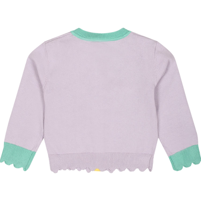 Stella Mccartney Purple Cardigan For Baby Girl With Shells In Violet