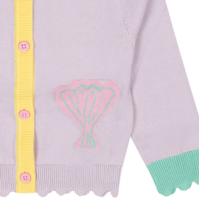 Shop Stella Mccartney Purple Cardigan For Baby Girl With Shells In Violet