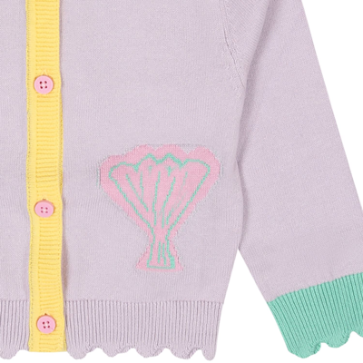 Stella Mccartney Purple Cardigan For Baby Girl With Shells In Violet