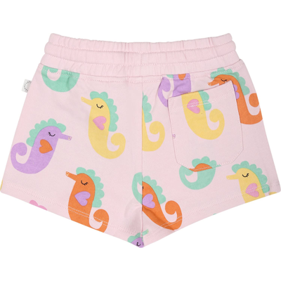 Shop Stella Mccartney Pink Shorts For Baby Girl With Seahorse In Violet