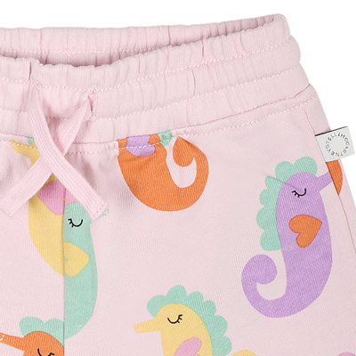 Shop Stella Mccartney Pink Shorts For Baby Girl With Seahorse In Violet