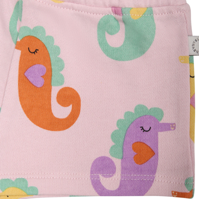 Stella Mccartney Pink Shorts For Baby Girl With Seahorse In Violet