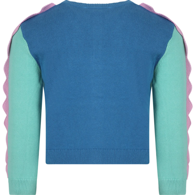 Shop Stella Mccartney Light Blue Cardigan For Girl With Hearts