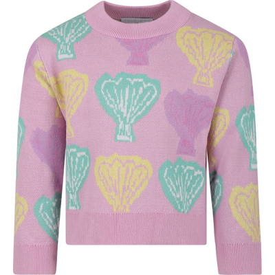 Shop Stella Mccartney Pink Sweater For Girl With Shells
