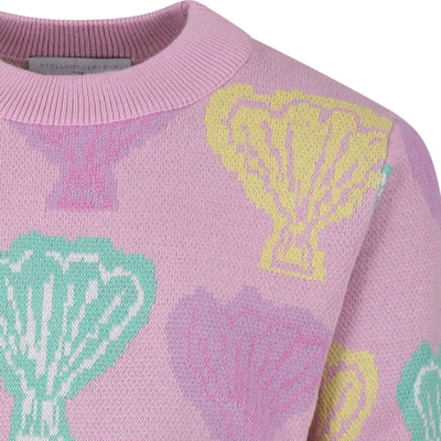 Shop Stella Mccartney Pink Sweater For Girl With Shells