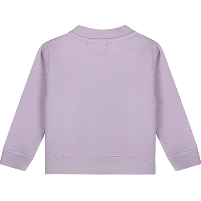 Shop Palm Angels Purple Sweatshirt For Baby Girl With Bear In Violet