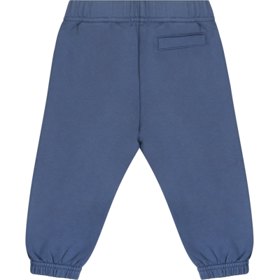Shop Palm Angels Blue Trousers For Baby Boy Woith Logo