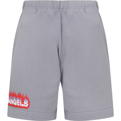 Shop Palm Angels Grey Shorts For Boy With Logo