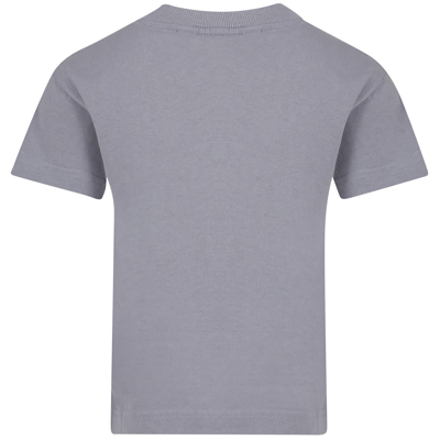 Shop Palm Angels Grey T-shirt For Boy With Logo
