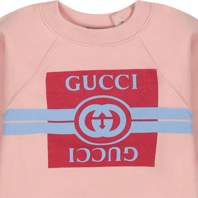 Shop Gucci Pink Sweatshirt For Baby Girl With Double G