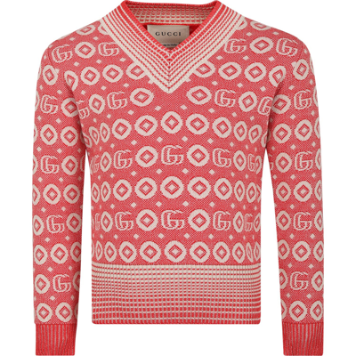 Shop Gucci Red Sweater For Boy With Double G