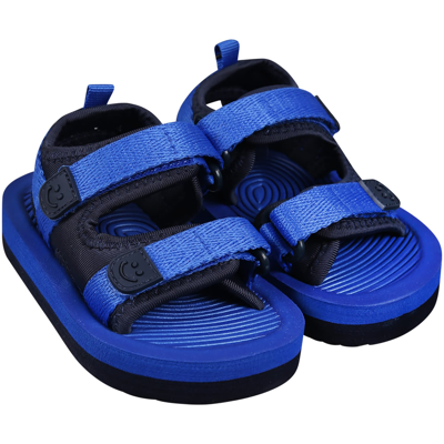Shop Molo Blue Sandals For Baby Boy With Logo