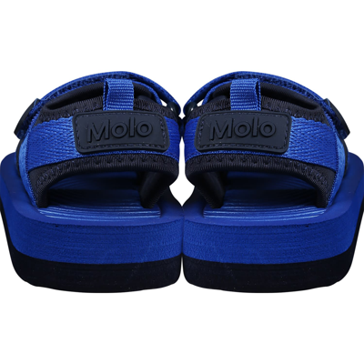 Shop Molo Blue Sandals For Baby Boy With Logo