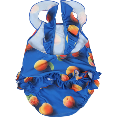 Shop Molo Blue Swimsuit For Baby Girl With Apricot Print