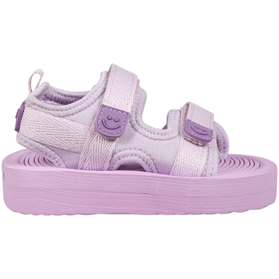 Shop Molo Purple Sandals For Baby Girl With Logo In Violet