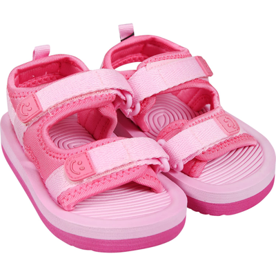 Shop Molo Fuchsia Sandals For Baby Girl With Logo