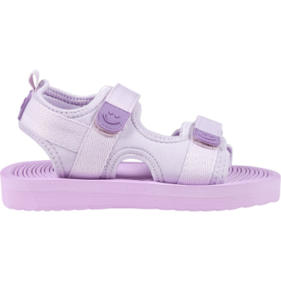 Shop Molo Purple Sandals For Girl With Logo In Violet