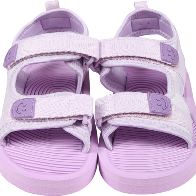 Shop Molo Purple Sandals For Girl With Logo In Violet