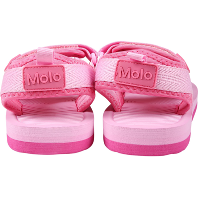 Shop Molo Fuchsia Sandals For Girl With Logo