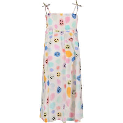 Shop Molo Ivory Beach Cover-up For Girl With Smiley And Polka Dots In Multicolor