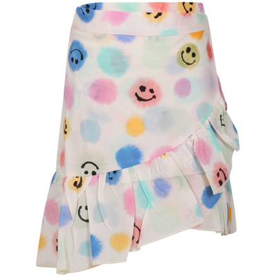Shop Molo White Beach Cover-up For Girl With Smiley In Multicolor