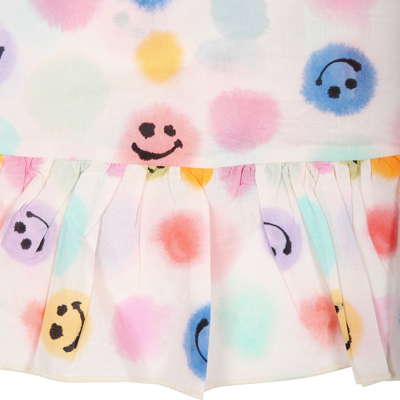 Shop Molo White Beach Cover-up For Girl With Smiley In Multicolor