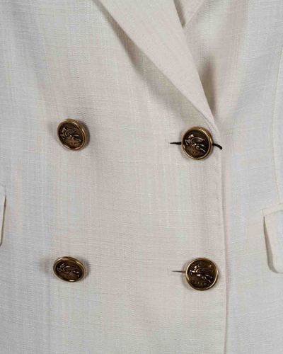 Etro Slub-texture Double-breasted Tailored Blazer In Beige