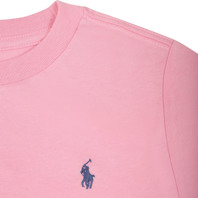 Shop Ralph Lauren Pink T-shirt For Girl With Pony