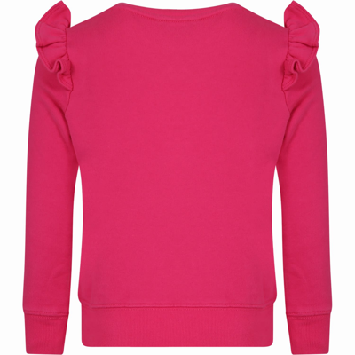 Shop Ralph Lauren Fuchsia Sweatshirt For Girl With Pony