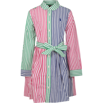 Shop Ralph Lauren White Dress For Girl With Pony In Multicolor
